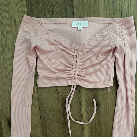 “ANGELA” DRAWSTRING OFF THE SHOULDER CROP TOP - Picture 3 of 5